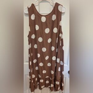 LOFT Brown Polka Dot Sleeveless Dress